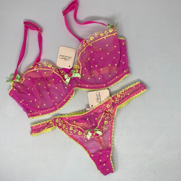 Agent Provocateur Connie Pink Yellow 36D/3 Set NWT - Picture 5 of 12